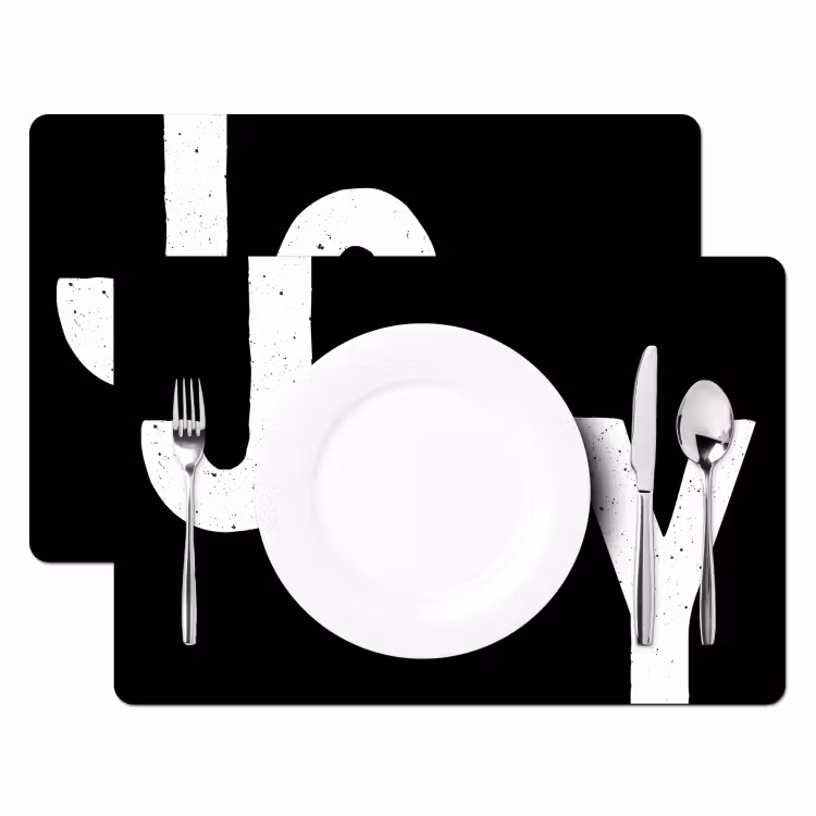 Kerstmis - Quotes - Joy - Zwart - Feest Placemat vinyl groot -zzsfeer2_Kitchenyeah-website