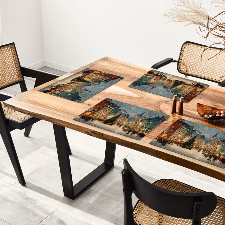Kerstsfeer - Stadsplein - Kleurrijk Placemat vinyl groot -zzsfeer4_Kitchenyeah-website
