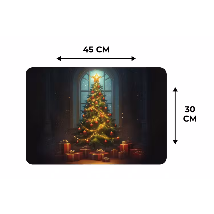 Kerstboom - Cadeau - Kerst - Winter Placemat vinyl groot -specs