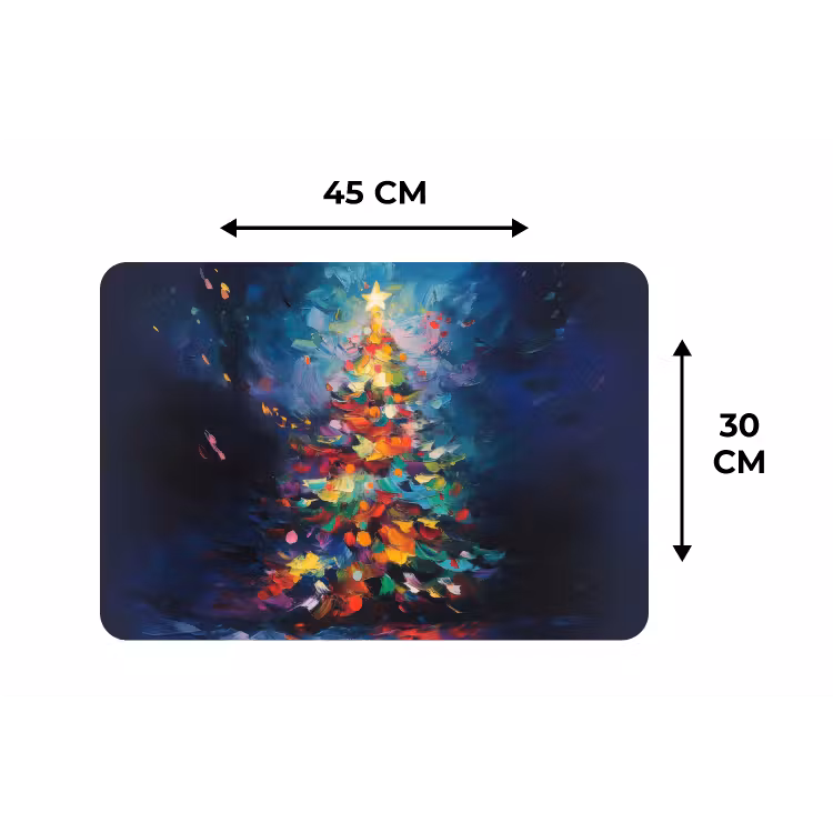 Kerstboom - Kerst - Abstract - Kleurrijk Placemat vinyl groot -specs