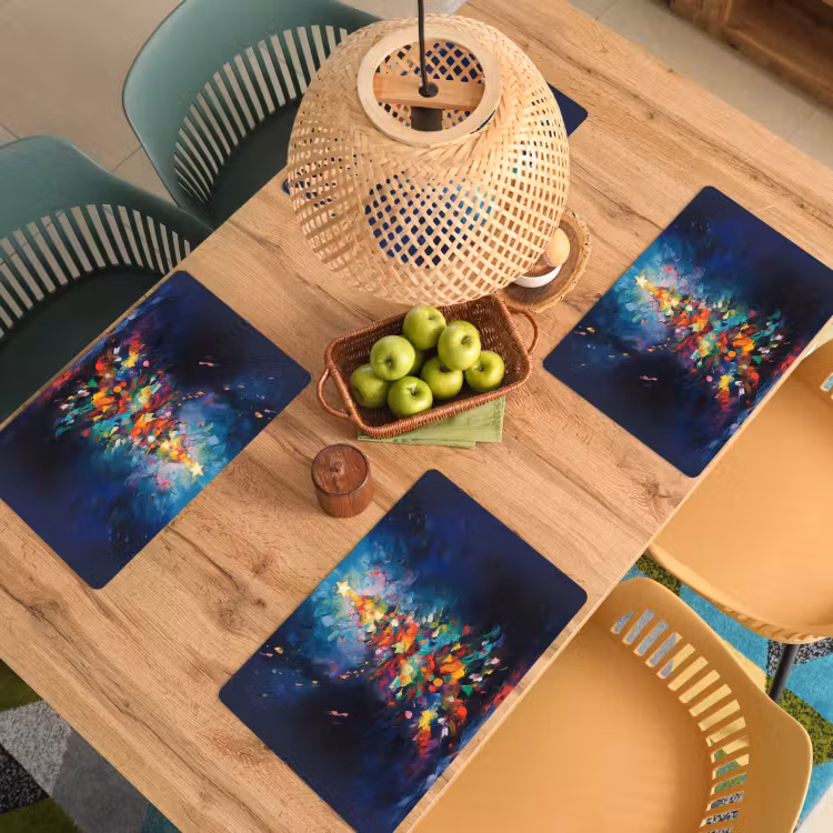 Kerstboom - Kerst - Abstract - Kleurrijk Placemat vinyl groot -zzsfeer5_Kitchenyeah-website