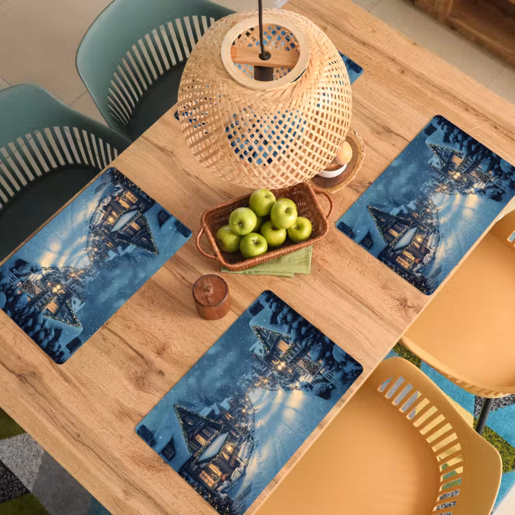 Kerstdorp - Kerst - Sneeuw - Winter Placemat vinyl groot -zzsfeer5_Kitchenyeah-website