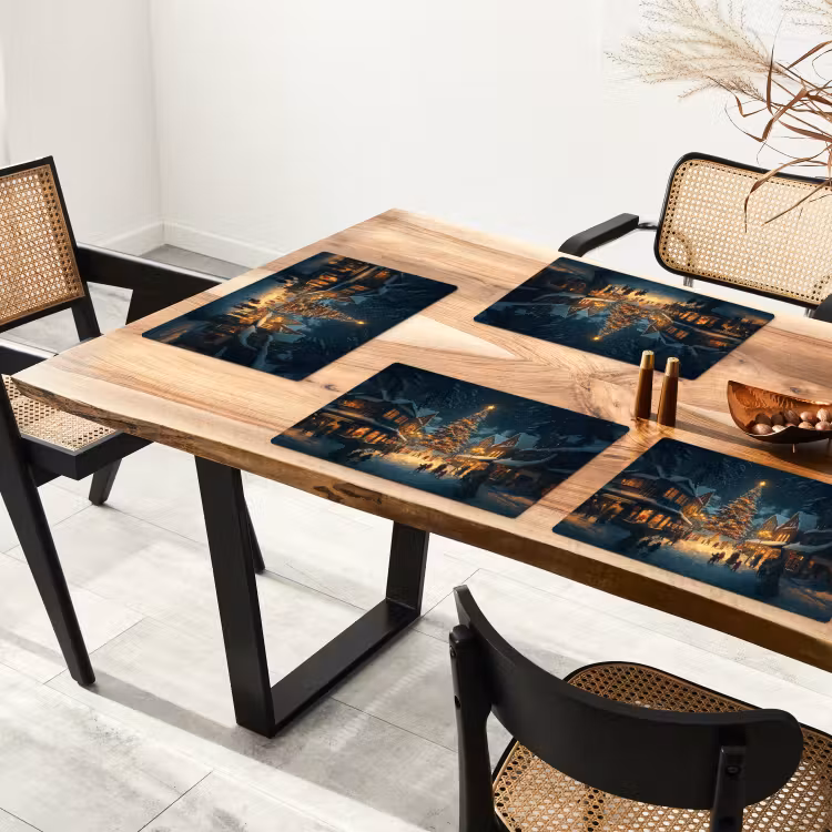 Kerstfeest - Dorp - Donker Placemat vinyl groot -zzsfeer4_Kitchenyeah-website