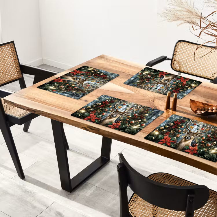 Kerstfeest - Dennenbos - Rood Placemat vinyl groot -zzsfeer4_Kitchenyeah-website