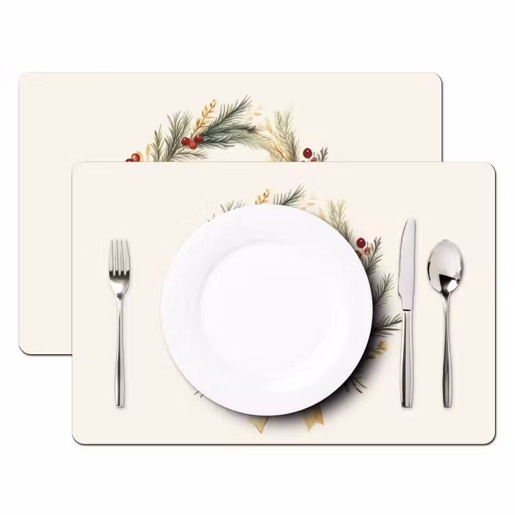 Kerstkrans - Kerst - Goud - Beige Placemat vinyl groot -zzsfeer2_Kitchenyeah-website