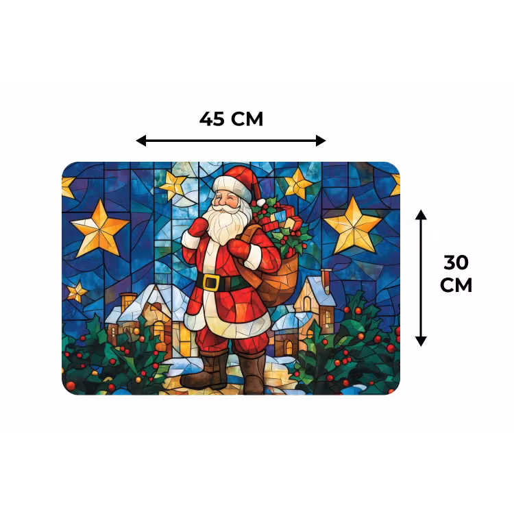 Kerstman - Glas - Kleurrijk Placemat vinyl groot -specs