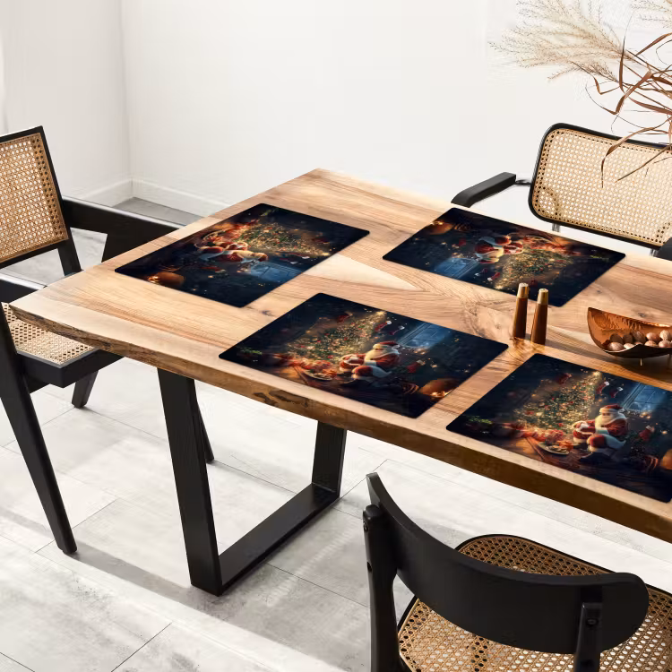 Kerstman - Haard - Donker Placemat vinyl groot -zzsfeer4_Kitchenyeah-website