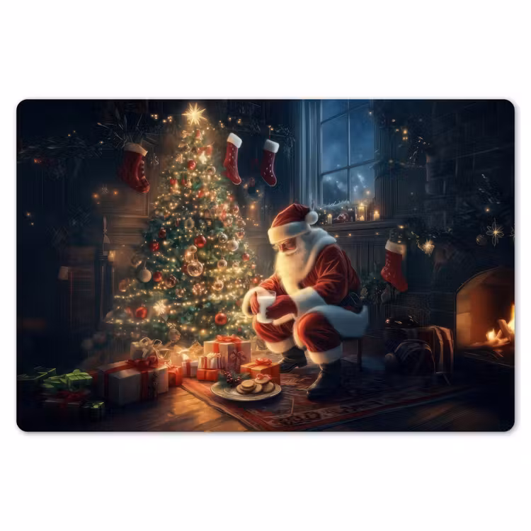 Kerstman - Haard - Donker Placemat vinyl groot -zzsfeer1_Kitchenyeah-website