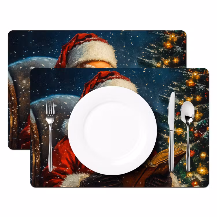Kerstman - Kerst - Winter - Kerstboom Placemat vinyl groot -zzsfeer2_Kitchenyeah-website