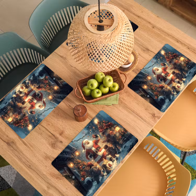 Kerstvreugde - Sneeuw - Kleurrijk Placemat vinyl groot -zzsfeer5_Kitchenyeah-website