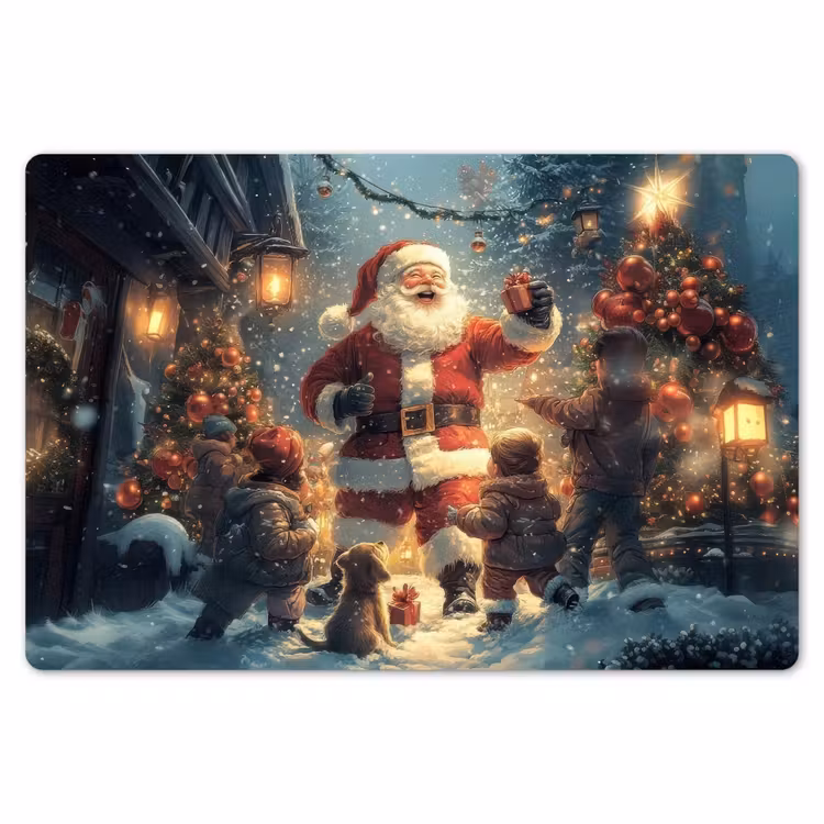 Kerstvreugde - Sneeuw - Kleurrijk Placemat vinyl groot -zzsfeer1_Kitchenyeah-website