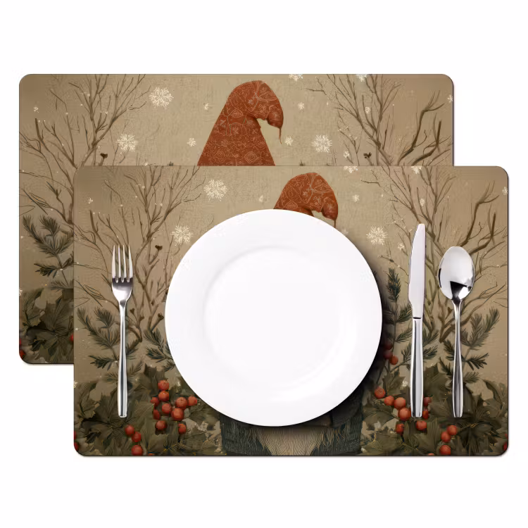 Kerstgnome - Konijntjes - Kleurrijk Placemat vinyl groot -zzsfeer2_Kitchenyeah-website