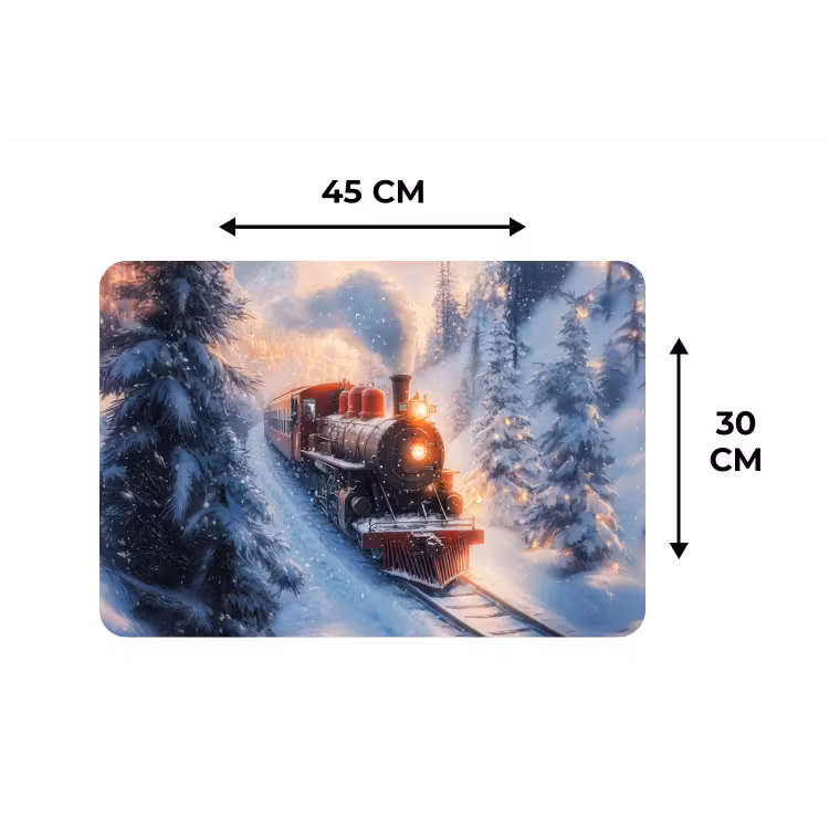 Kersttrein - Sneeuw - Winter - Kerst Placemat vinyl groot -specs