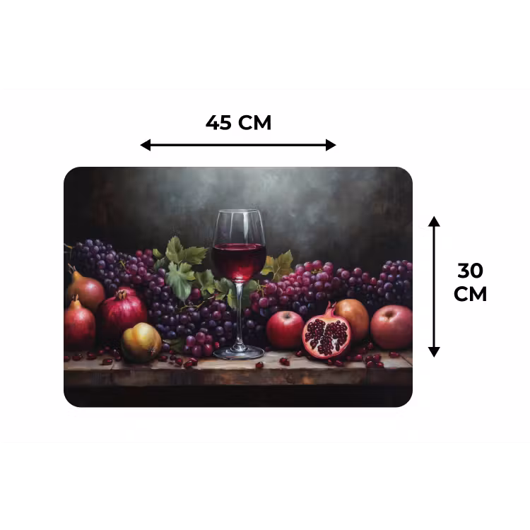 Wijn - Fruit - Stilleven Placemat vinyl groot -specs