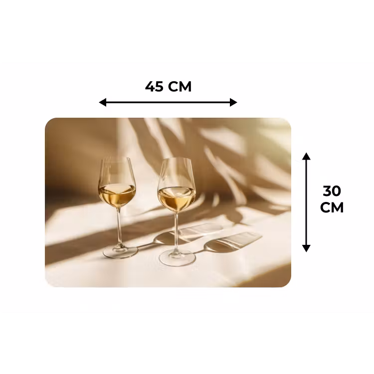 Wijn - Wijnglazen - Wit Placemat vinyl groot -specs