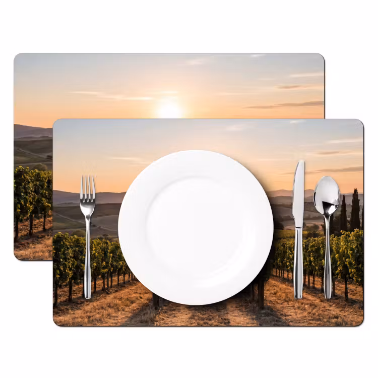 Wijngaard - Zonsondergang - Landschap Placemat vinyl groot -zzsfeer2_Kitchenyeah-website