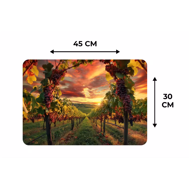 Wijngaard - Druiven - Zonsondergang Placemat vinyl groot -specs