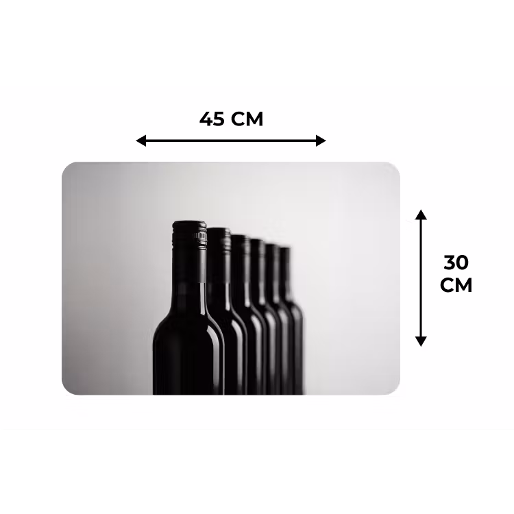 Wijnflessen - Zwart - Minimalistisch Placemat vinyl groot -specs