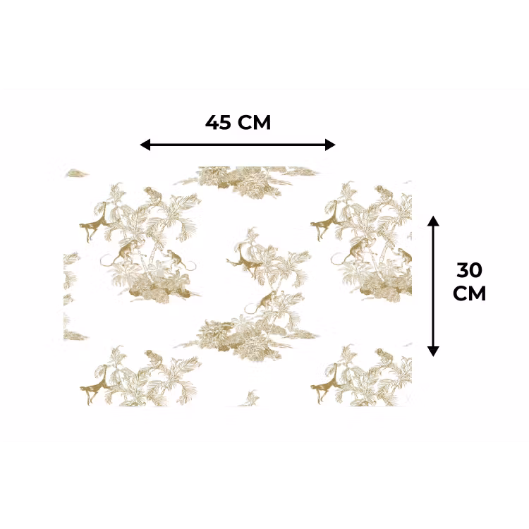 Wit - Apen - Beige Placemat vinyl groot 368 -specs