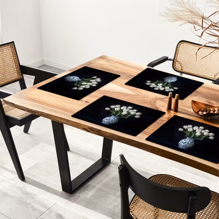 Wit - Bloemen - Tulpen - Vaas Placemat vinyl groot -zzsfeer4_Kitchenyeah-website