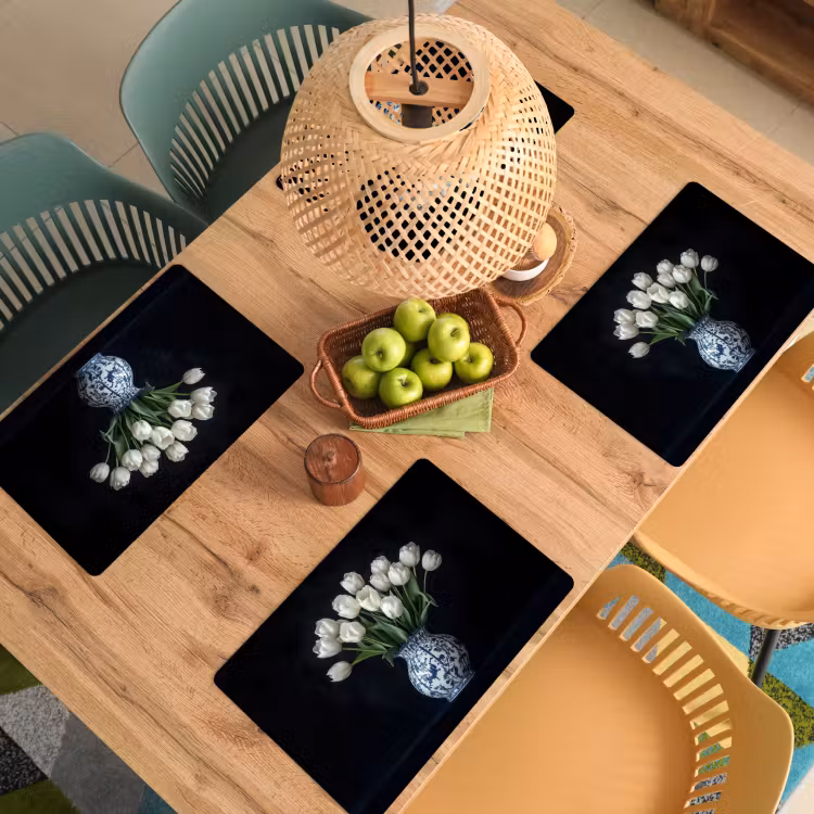 Wit - Bloemen - Tulpen - Vaas Placemat vinyl groot -zzsfeer5_Kitchenyeah-website