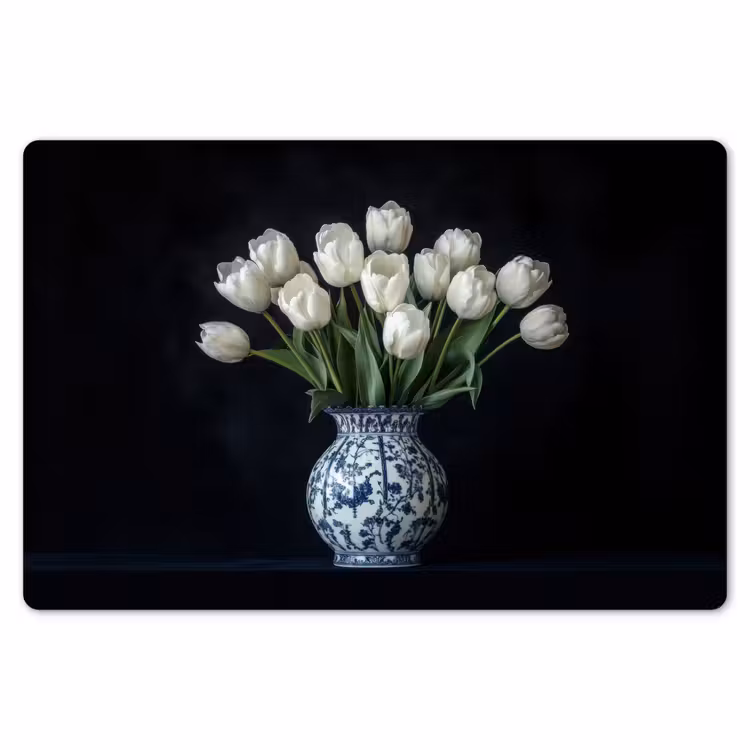 Wit - Bloemen - Tulpen - Vaas Placemat vinyl groot -zzsfeer1_Kitchenyeah-website