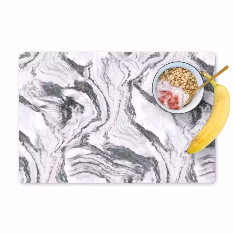 Wit - Marmer - Golvend - Grafiet Placemat vinyl groot 368 -zzzproduct_Kitchenyeah-website