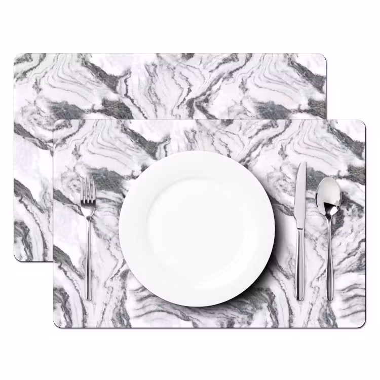 Wit - Marmer - Golvend - Grafiet Placemat vinyl groot 368 -zzsfeer2_Kitchenyeah-website