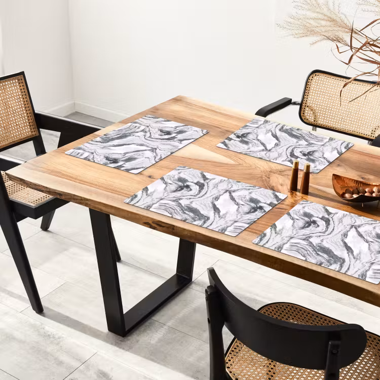 Wit - Marmer - Golvend - Grafiet Placemat vinyl groot 368 -zzsfeer4_Kitchenyeah-website