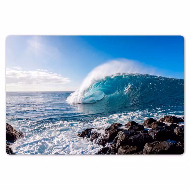 Golf - Oceaan - Brekend - Water - Blauw Placemat vinyl groot -zzsfeer1_Kitchenyeah-website