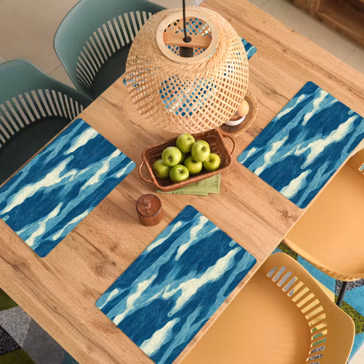 Golven - Abstract - Patroon - Blauw - Wit Placemat vinyl groot 368 -zzsfeer5_Kitchenyeah-website