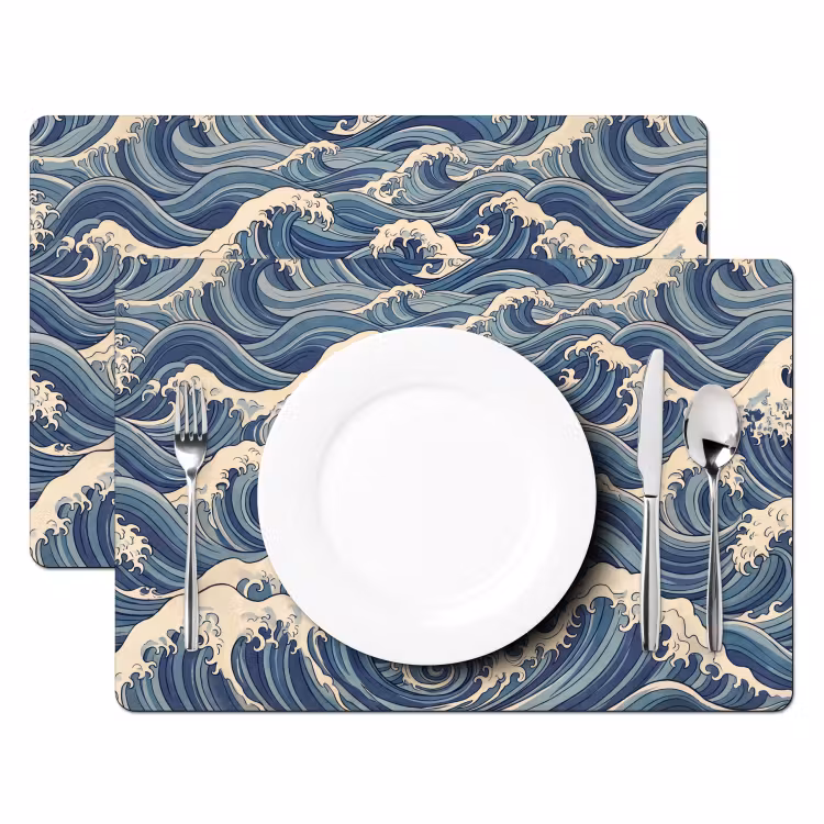 Golven - Zee - Natuur - Abstract - Blauw Placemat vinyl groot -zzsfeer2_Kitchenyeah-website
