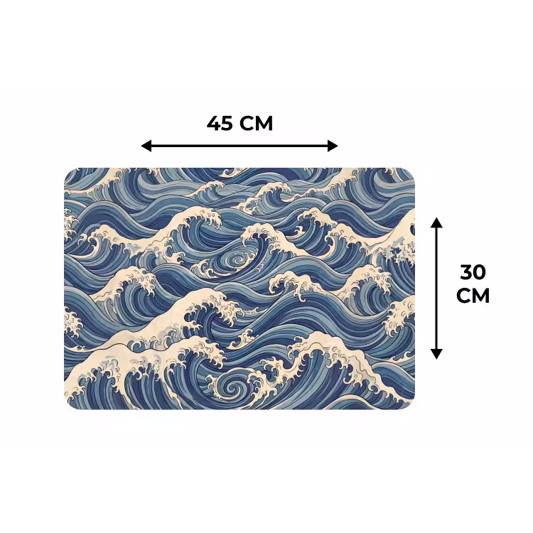 Golven - Zee - Natuur - Abstract - Blauw Placemat vinyl groot -specs