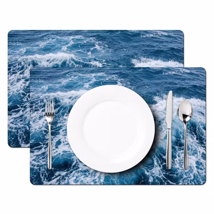 Golven - Oceaan - Blauw Placemat vinyl groot -zzsfeer2_Kitchenyeah-website