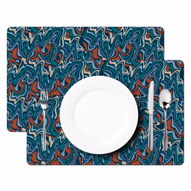 Golven - Retro - Blauw - Patroon Placemat vinyl groot 368 -zzsfeer2_Kitchenyeah-website