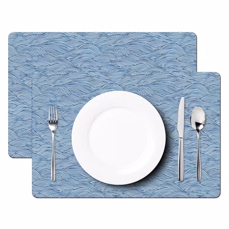 Golven - Ritmisch - Blauw Placemat vinyl groot 368 -zzsfeer2_Kitchenyeah-website