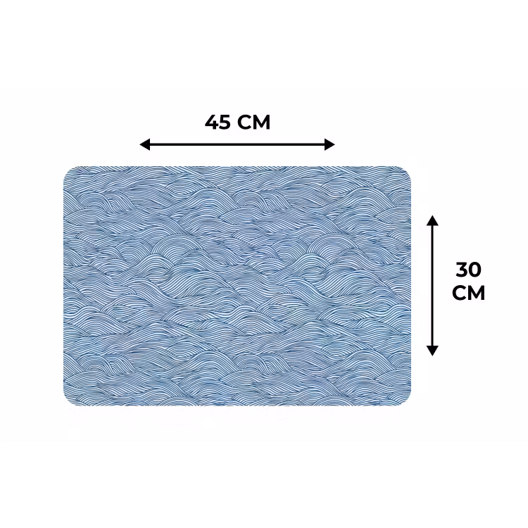 Golven - Ritmisch - Blauw Placemat vinyl groot 368 -specs