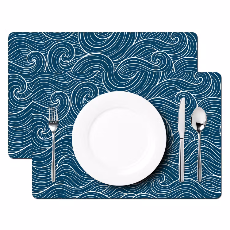 Golven - Spiraal - Water - Abstract - Blauw Placemat vinyl groot -zzsfeer2_Kitchenyeah-website