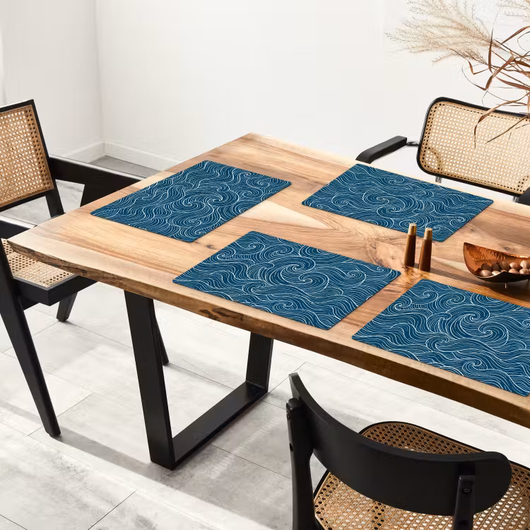 Golven - Spiraal - Water - Abstract - Blauw Placemat vinyl groot -zzsfeer4_Kitchenyeah-website