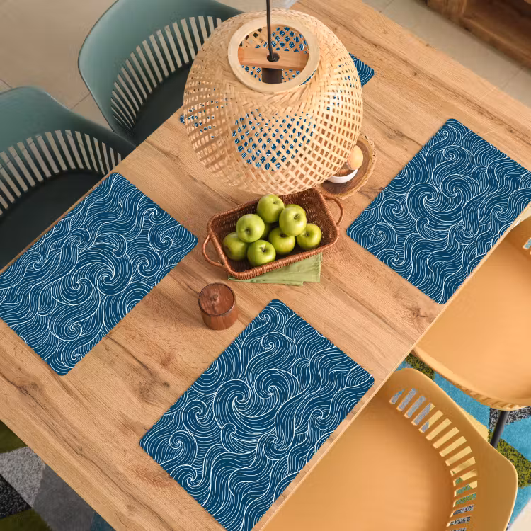 Golven - Spiraal - Water - Abstract - Blauw Placemat vinyl groot -zzsfeer5_Kitchenyeah-website