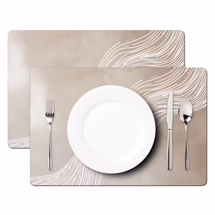 Golvende lijnen - Vloeiend - Zandkleurig Placemat vinyl groot -zzsfeer2_Kitchenyeah-website