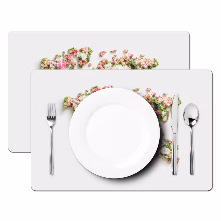 Wereldkaart - Bloemen - Subtiel Placemat vinyl groot -zzsfeer2_Kitchenyeah-website