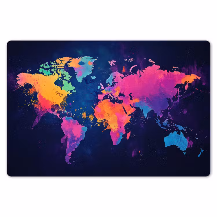 Wereldkaart - Kleurrijk - Graffiti Placemat vinyl groot -zzsfeer1_Kitchenyeah-website