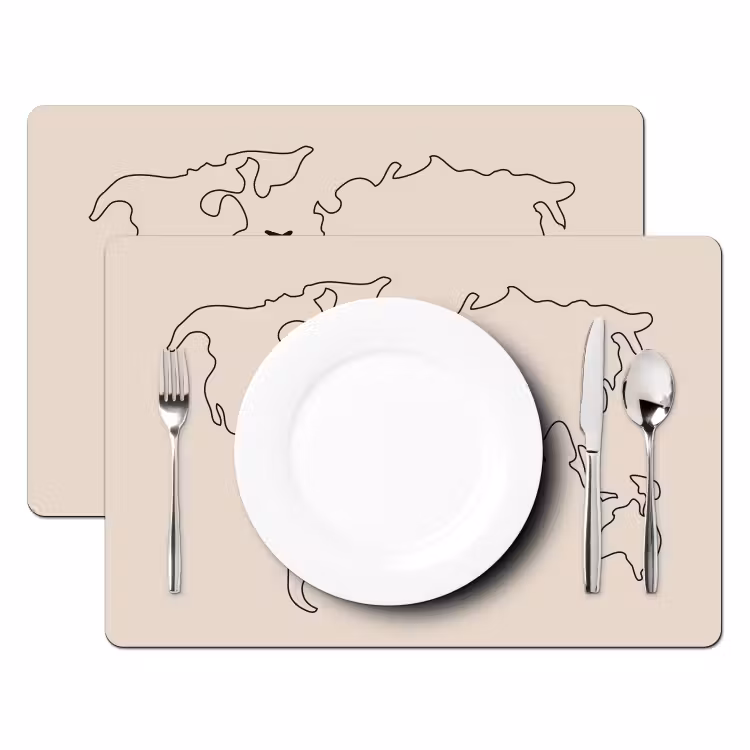 Wereldkaart - Simpel - Vliegtuig Placemat vinyl groot -zzsfeer2_Kitchenyeah-website