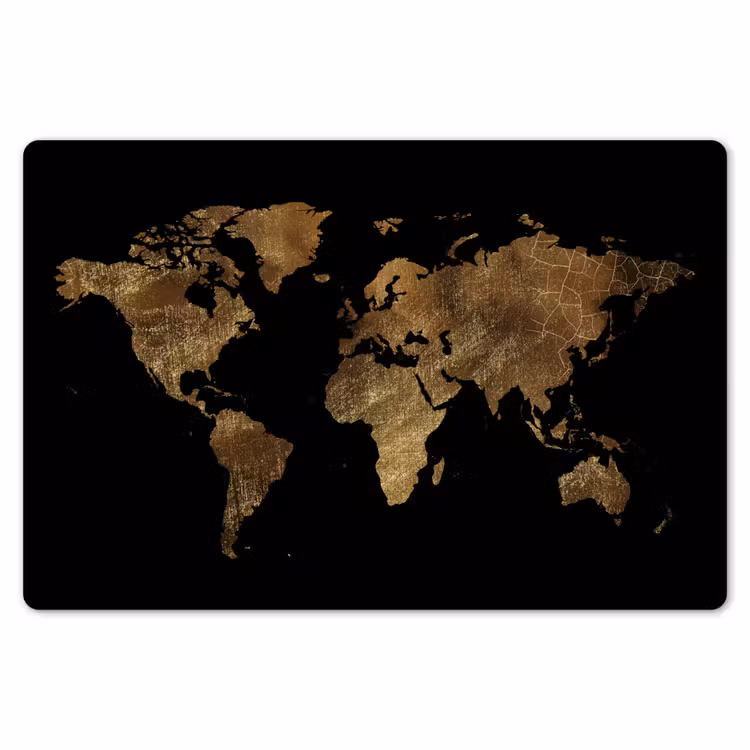 Wereldkaart - Goud - Luxe - Aarde - Zwart Placemat vinyl groot -zzsfeer1_Kitchenyeah-website