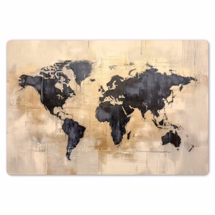 Wereldkaart - Goud - Zwart - Abstract Placemat vinyl groot -zzsfeer1_Kitchenyeah-website