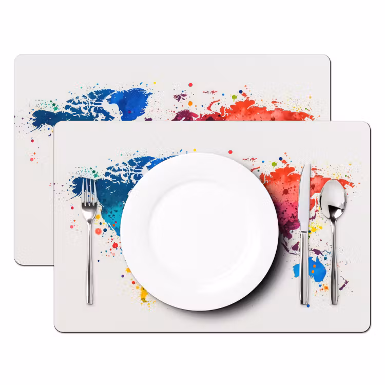 Wereldkaart - Graffiti - Kleurrijk Placemat vinyl groot -zzsfeer2_Kitchenyeah-website