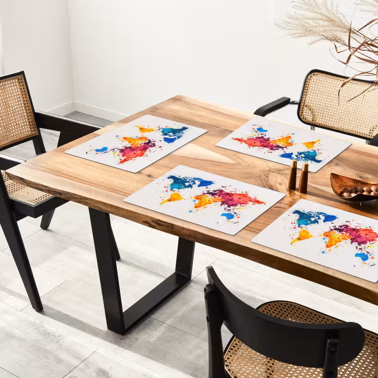 Wereldkaart - Graffiti - Kleurrijk Placemat vinyl groot -zzsfeer4_Kitchenyeah-website