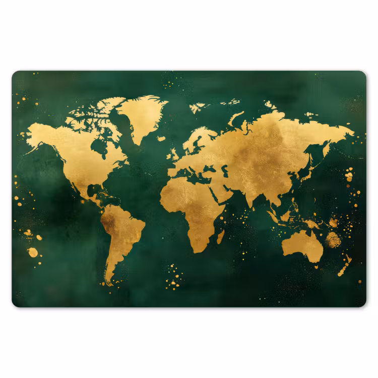 Wereldkaart - Groen - Goud Placemat vinyl groot -zzsfeer1_Kitchenyeah-website