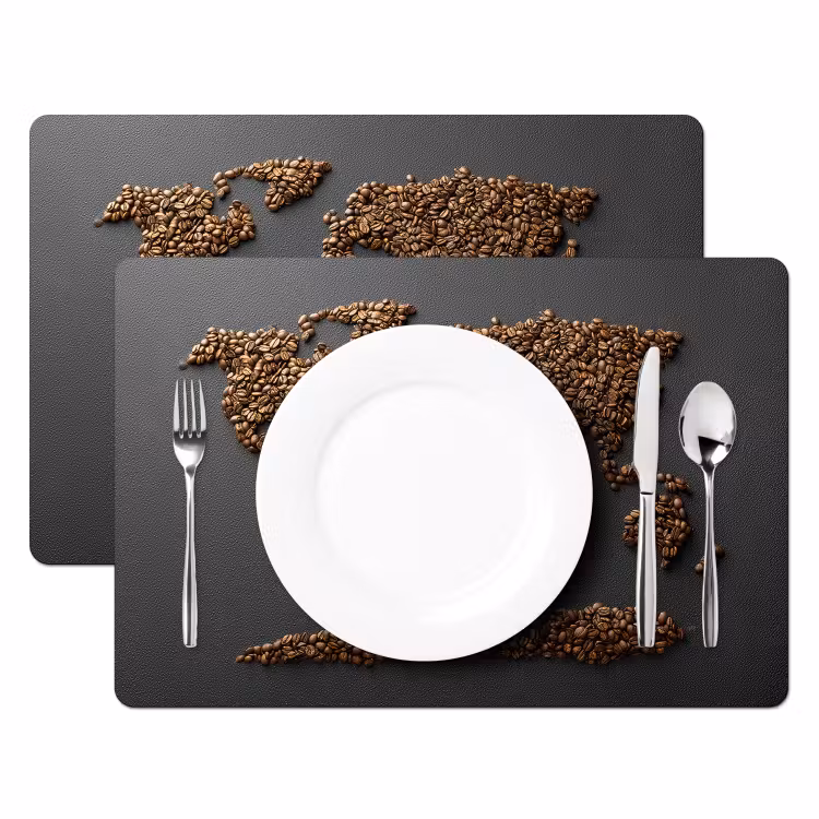 Wereldkaart - Koffie - Grijs Placemat vinyl groot -zzsfeer2_Kitchenyeah-website